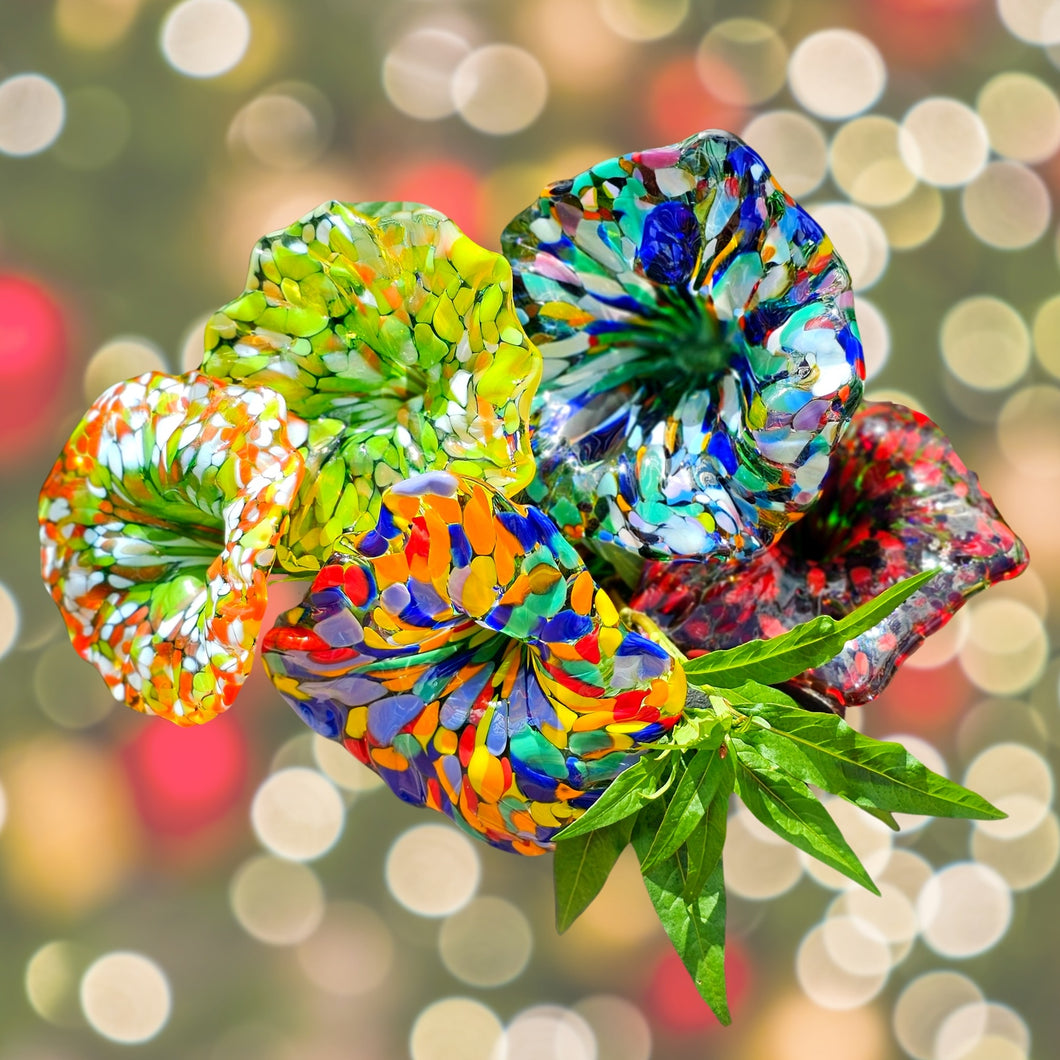 Handmade Glass Flower Plant Stake, Multi