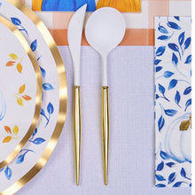 Load image into Gallery viewer, White &amp; Gold Bella Assorted Plastic Cutlery, Service for 12 (36 PC)
