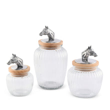 Load image into Gallery viewer, Horse Head Canister with Wood Lid, Lg
