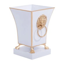 Load image into Gallery viewer, Paws &amp; Claws Fluted Square Cachepot Planter, White
