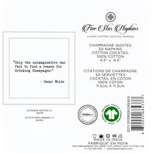 Load image into Gallery viewer, Champagne Quotes - White Cotton Cocktail Napkins, 50ct
