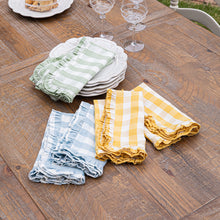 Load image into Gallery viewer, Gingham Ruffle Napkin,  Set of 4 |  Sunshine
