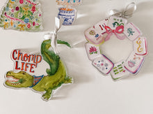 Load image into Gallery viewer, Mahjong Tile Wreath Watercolor Acrylic Ornament
