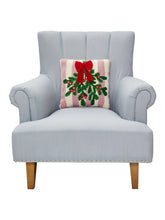 Load image into Gallery viewer, Pink Stripe Mistletoe with Ribbon Pillow, 14 x 14&quot;
