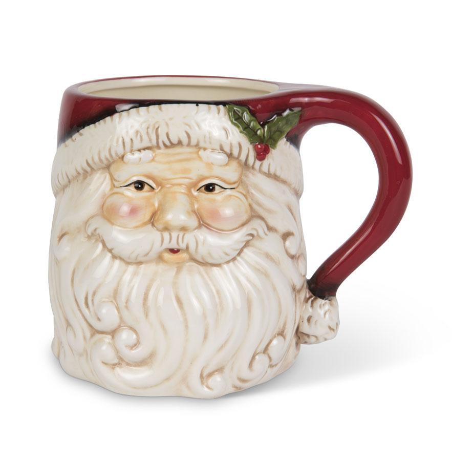 Santa Face Ceramic Mug with Holly Hat, 4.5 Inch
