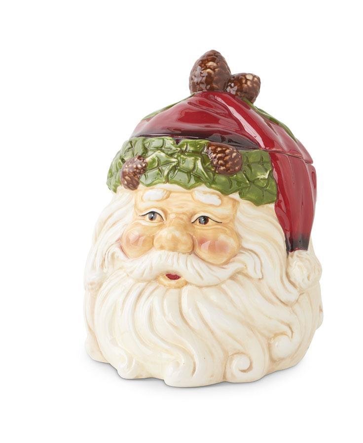 Santa Face Ceramic Cookie Jar, 8 inch