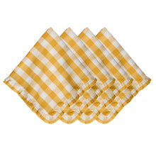 Load image into Gallery viewer, Gingham Ruffle Napkin,  Set of 4 |  Sunshine
