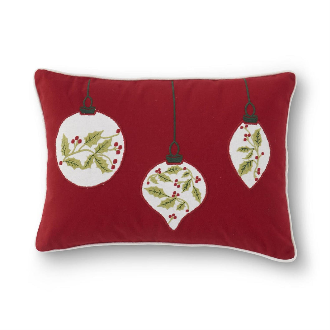 19 Inch Rectangular Embroidered Ornaments Red Cotton Pillow