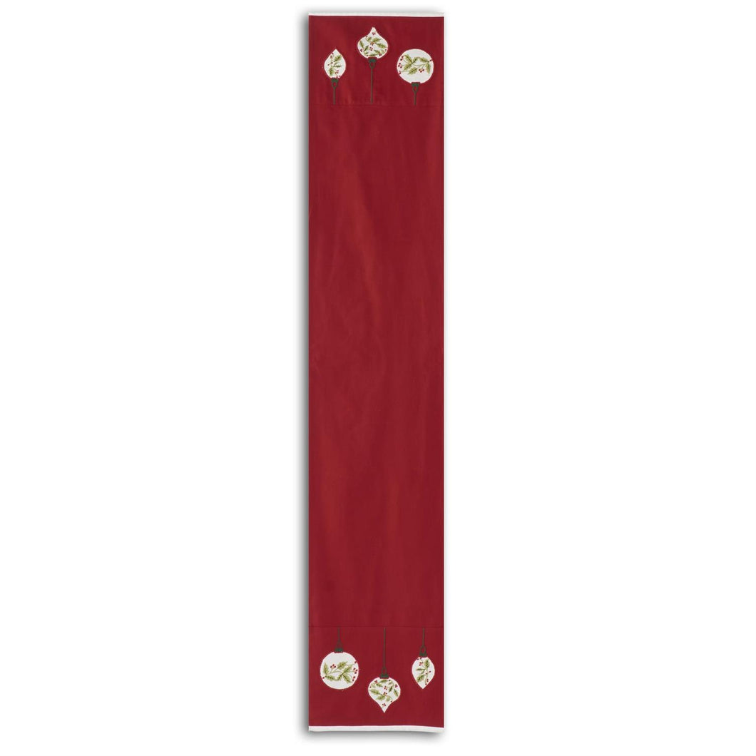 Embroidered Ornaments Red Cotton Table Runner (72 Inches)