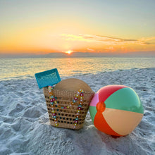 Load image into Gallery viewer, Colorful Beaded Straw Beach Basket Tote
