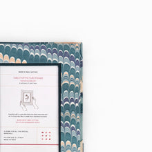 Load image into Gallery viewer, Hand Marbled Tabletop Picture Frame, Blue Ochre Mountains
