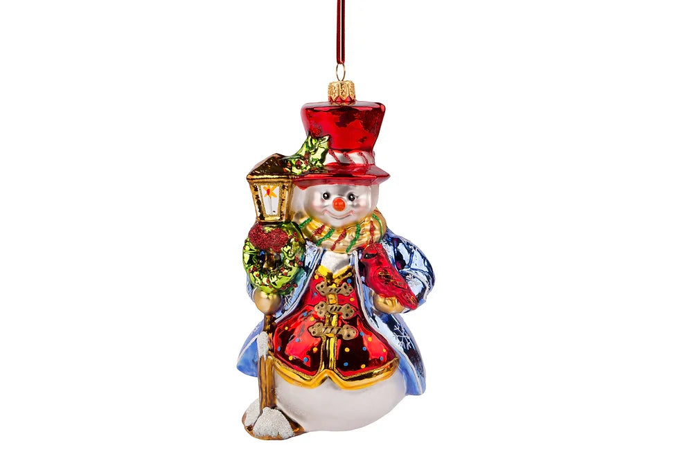Stylish Snowman with Lantern Ornament