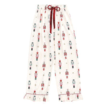 Load image into Gallery viewer, Ruffled Pj Set with Velvet Tie - Ivory + Nutcrackers

