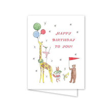 Load image into Gallery viewer, Animal Parade Single Birthday Card
