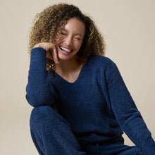 Load image into Gallery viewer, Solid Marshmallow V-Neck Lounge Set, Midnight
