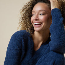 Load image into Gallery viewer, Solid Marshmallow V-Neck Lounge Set, Midnight
