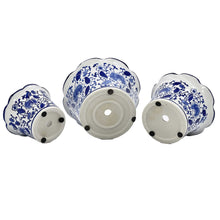 Load image into Gallery viewer, Blue &amp; White Floral Ceramic Pots Ruffled Lip (Large)
