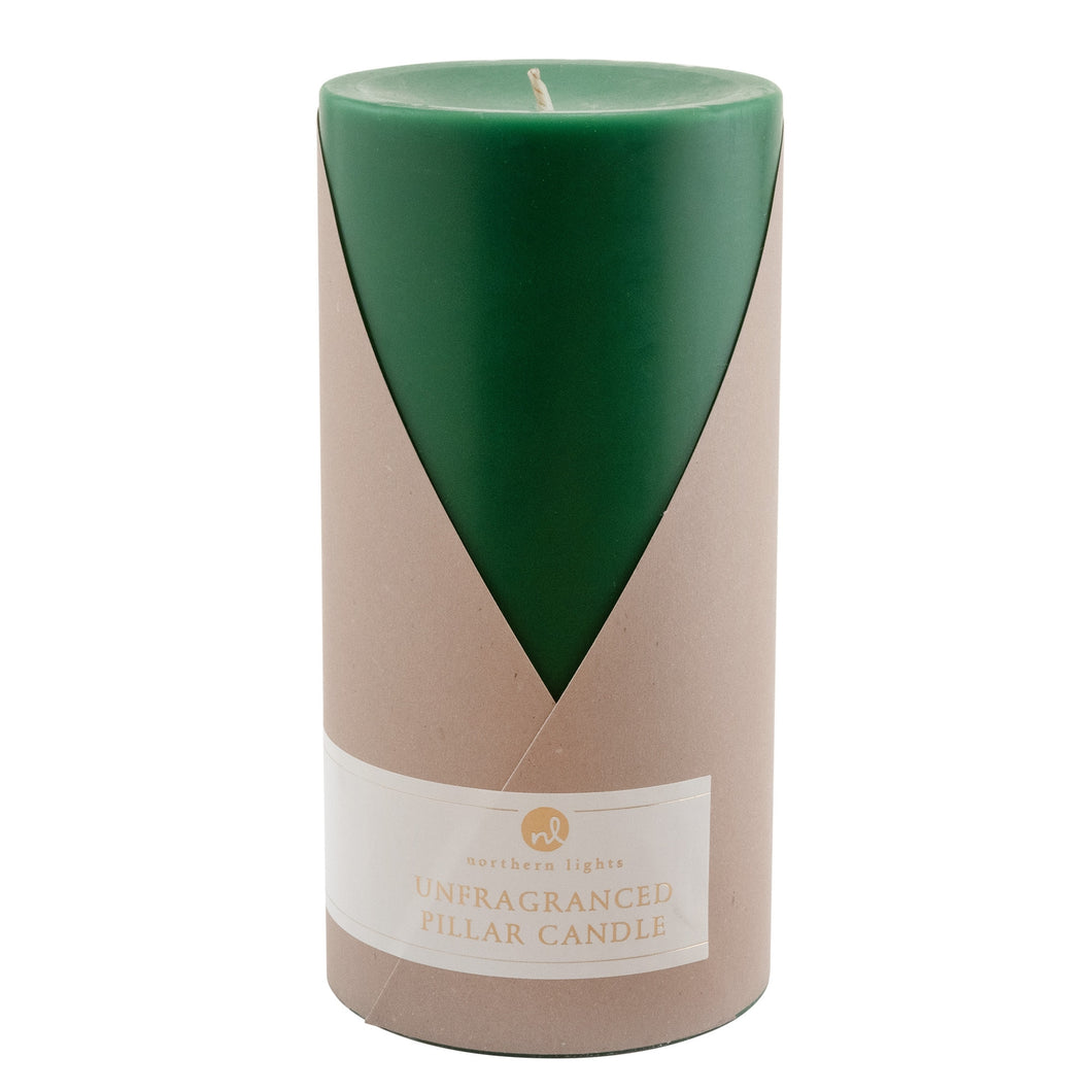 Hunter Green Unfragranced Pillar, 3x6