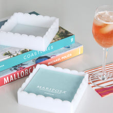 Load image into Gallery viewer, White Scalloped Cocktail Napkin Box with Insert
