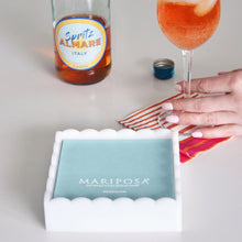 Load image into Gallery viewer, White Scalloped Cocktail Napkin Box with Insert
