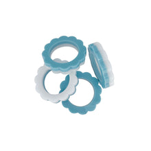Load image into Gallery viewer, Teal and White Scallop Napkin Ring, Set of 4
