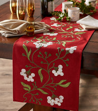 Load image into Gallery viewer, Mistletoe Embroidered Table Runner - 14 X 70
