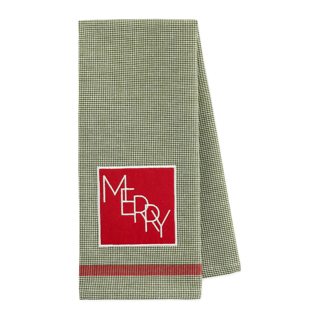 Holiday Greetings Embellished Dishtowel, MERRY