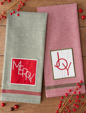 Load image into Gallery viewer, Holiday Greetings Embellished Dishtowel, JOY
