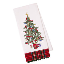Load image into Gallery viewer, Trim the Tree Embellished Tea Towel
