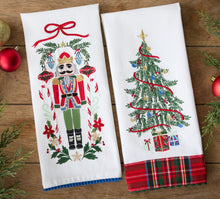 Load image into Gallery viewer, Trim the Tree Embellished Tea Towel
