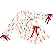 Load image into Gallery viewer, Short Pj Set with Velvet Ties - Ivory + Nutcrackers
