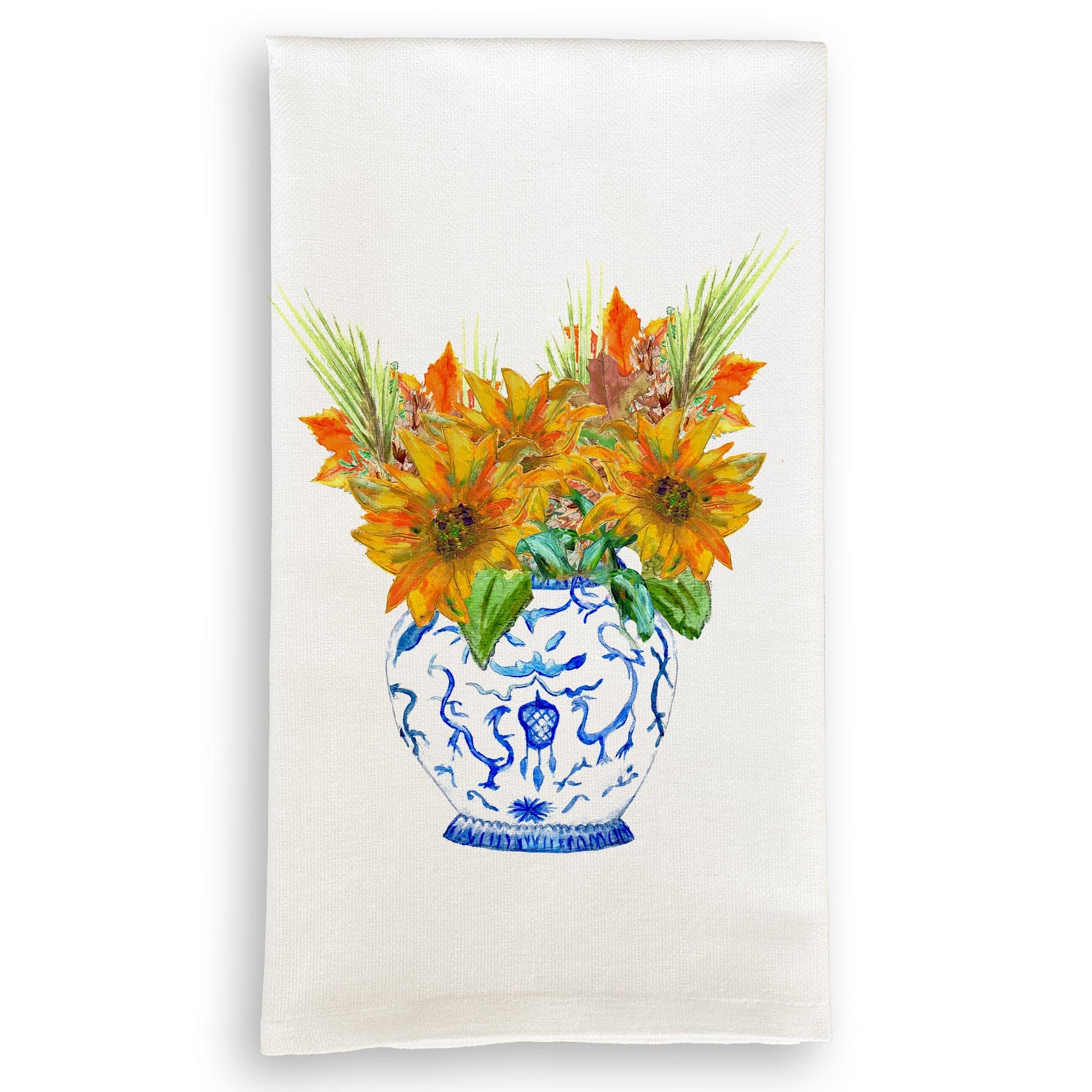 Ginger Jar with Sunflowers Tea Towel