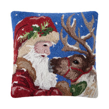 Load image into Gallery viewer, Santa with Reindeer Hook Pillow, 18x18&quot;

