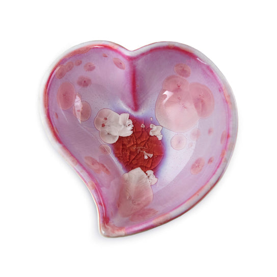 Small Crystalline Twist Heart Bowl, Rose