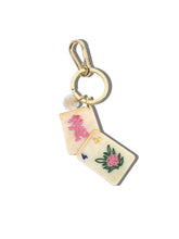 Load image into Gallery viewer, Hand-Painted Flower Mahjong Bag Charm + Keychain
