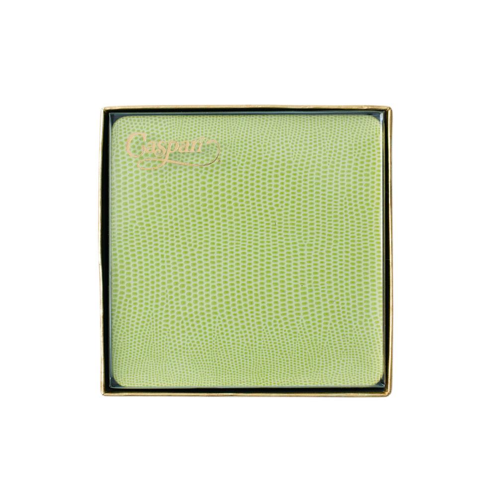 Square Lizard Coasters in Green, Set of 8