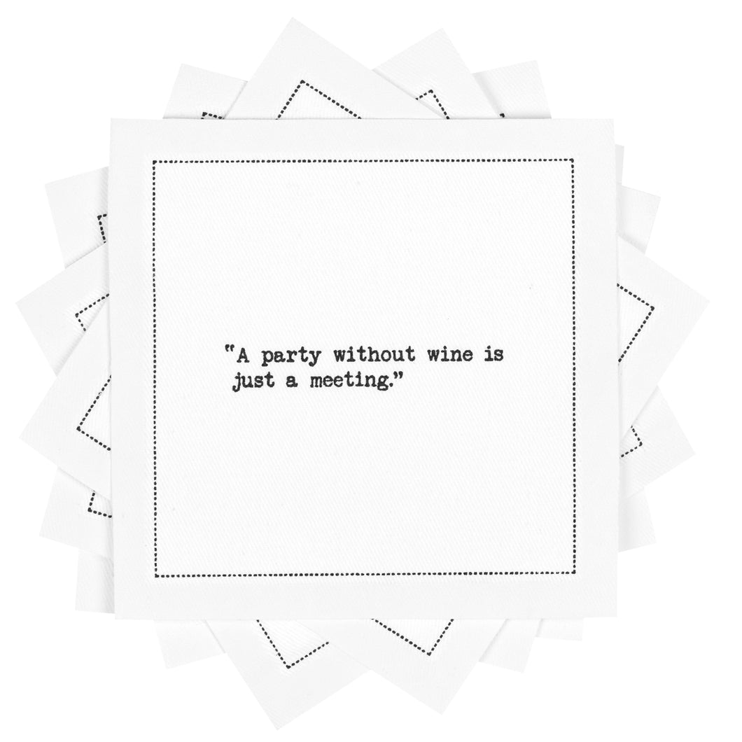 Wine Quotes - White Cotton Cocktail Napkins, 50ct