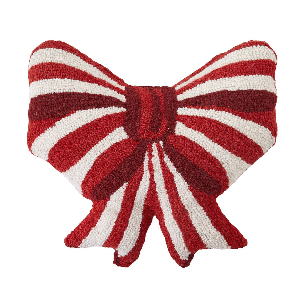 Shaped Red & White Bow Pillow, 16 x 16