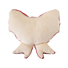 Load image into Gallery viewer, Shaped Red &amp; White Bow Pillow, 16 x 16&quot;
