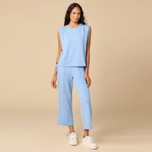 Load image into Gallery viewer, DreamTech Pleated Shoulder Tank with Cropped Pant, Sky Blue

