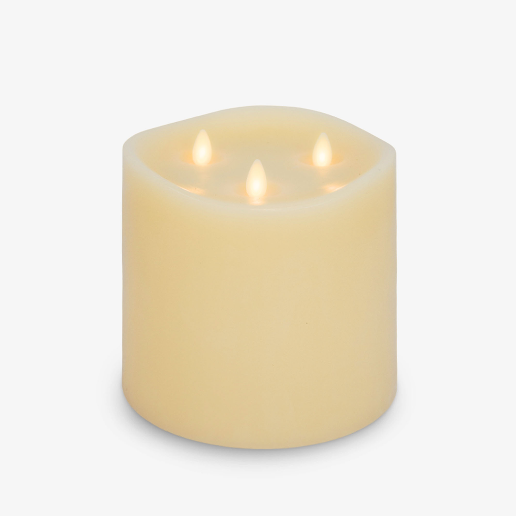 Ivory Wax Melted Top Flameless Tri-Flame Candle, 5.8