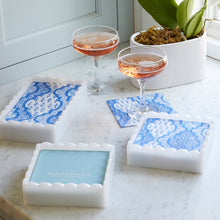 Load image into Gallery viewer, White Scalloped Cocktail Napkin Box with Insert
