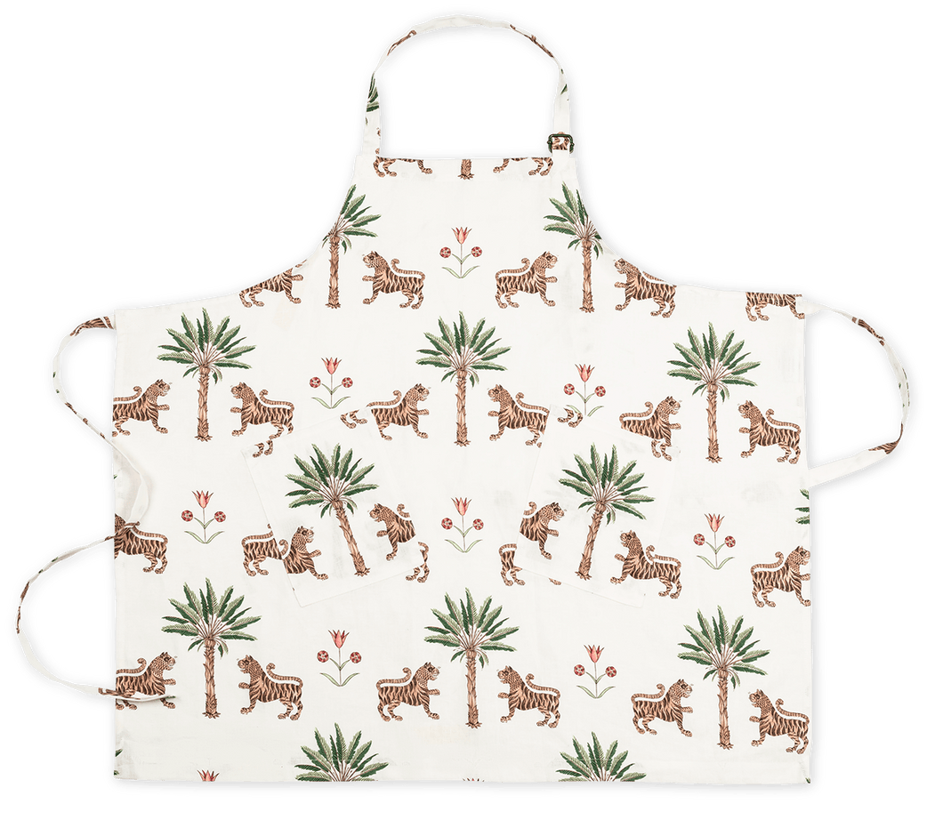 Linen Apron, Tiger Palm Tigereye