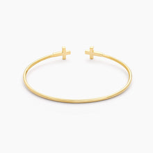 Load image into Gallery viewer, Cross Flexi Cuff Bracelet, Gold | Md
