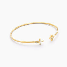 Load image into Gallery viewer, Cross Flexi Cuff Bracelet, Gold | Md
