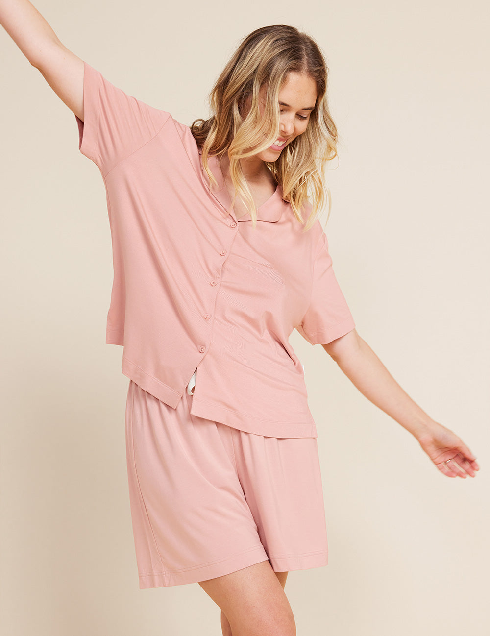 Goodnight Short Sleeve Sleep Shirt, Dusty Pink