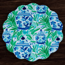 Load image into Gallery viewer, Ginger Jar &amp; Butterflies Reversible Round Placemat, Set of 4 | Blue &amp; Green
