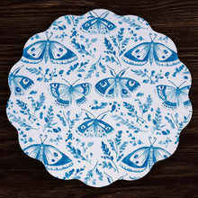 Load image into Gallery viewer, Ginger Jar &amp; Butterflies Reversible Round Placemat, Set of 4 | Blue &amp; Green
