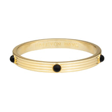 Load image into Gallery viewer, Ribbed Cabochon Black &amp; Gold Bangle
