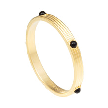 Load image into Gallery viewer, Ribbed Cabochon Black &amp; Gold Bangle
